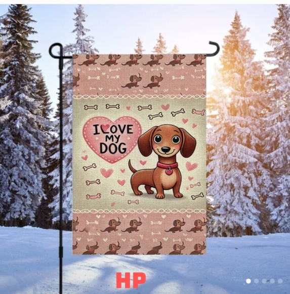 *HP* Any Designs 2/$12 - Dog Lover's Garden Flag with Heart Design - Picture 1 of 7